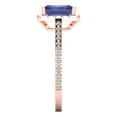 thumbnail image 3 of Clara Pucci 14K Rose Gold Solid Gold Tanzanite Solitaire with Accents Anniversary Ring for Women - 1.86 cttw Emerald Cut, 3 of 8