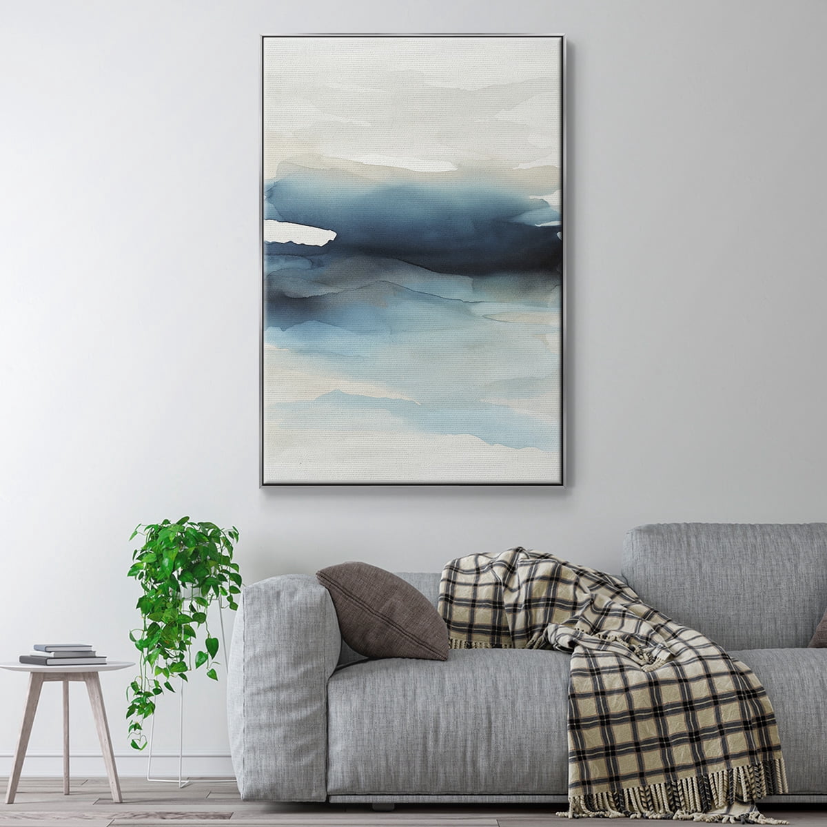 Waves II Framed Premium Gallery Wrapped Canvas - Ready to Hang - 25 x 37 - Silver Floating Frame
