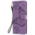 thumbnail image 3 of Nalacover For iPhone 13 Pro Max Case,Luxury 360 Protection Embossed Butterfly PU Leather and Soft TPU Flip Kickstand Magnetic Card Wallet Shockproof Protective Cover with Wrist Strap.Purple, 3 of 9