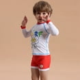 thumbnail image 3 of GYRATEDREAM Boys Two Piece Rash Guard Swimsuits Long Sleeve Rash Guard and Swim Trunks Outfit Set Toddler to Little Kid,Size 4-5 Years, 3 of 8