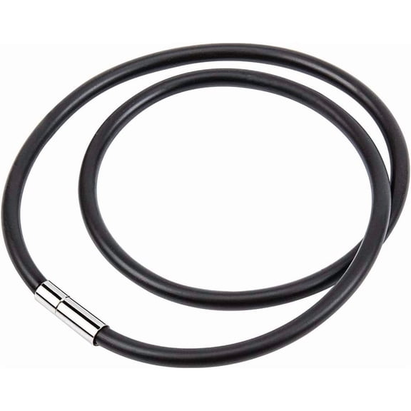 5 Strands 4mm Black Rubber Necklace for Jewelry Making Round Necklace Cord with Platinum Color Brass Clasps for Men Women 18.11 Inches Long DIY Making