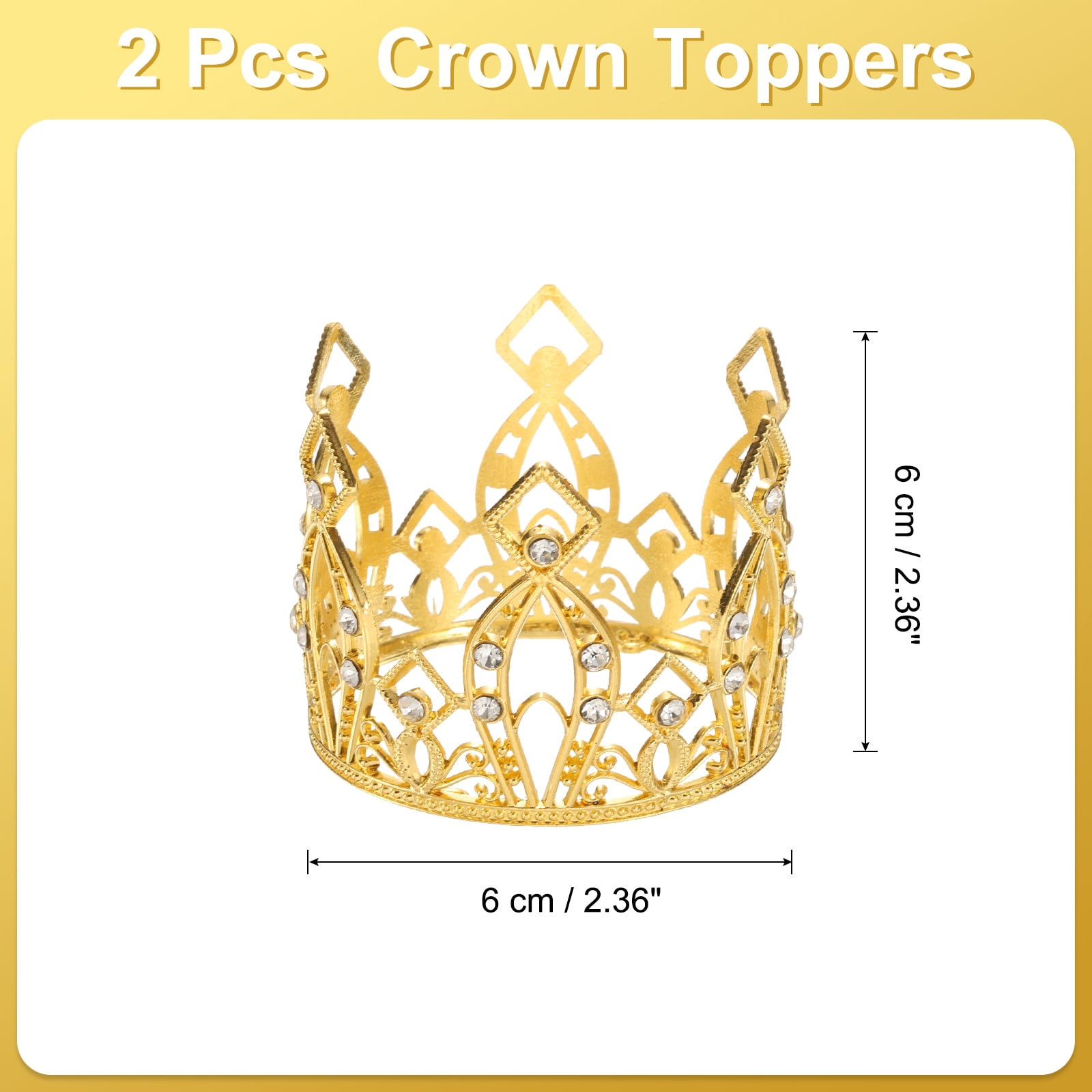 Unique Bargains Mini Crown Cake Toppers, Alloy Queen Tiara Cupcake Decor for Party Gold