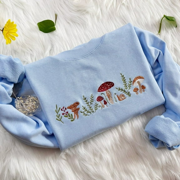 Mushroom Botanical Garden Embroidered Sweatshirt