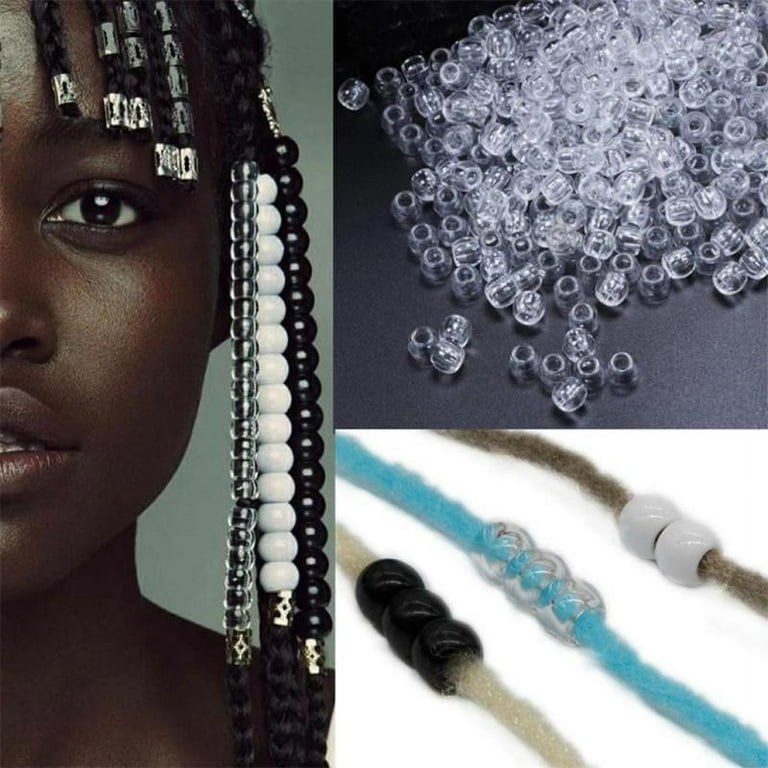 240pcs Dreadlock Beads Black+White+Clear Mixed Hair Tie Braid Beads Hair  Accessories for DIY Craft Hand Bracelet Jewelry Making 