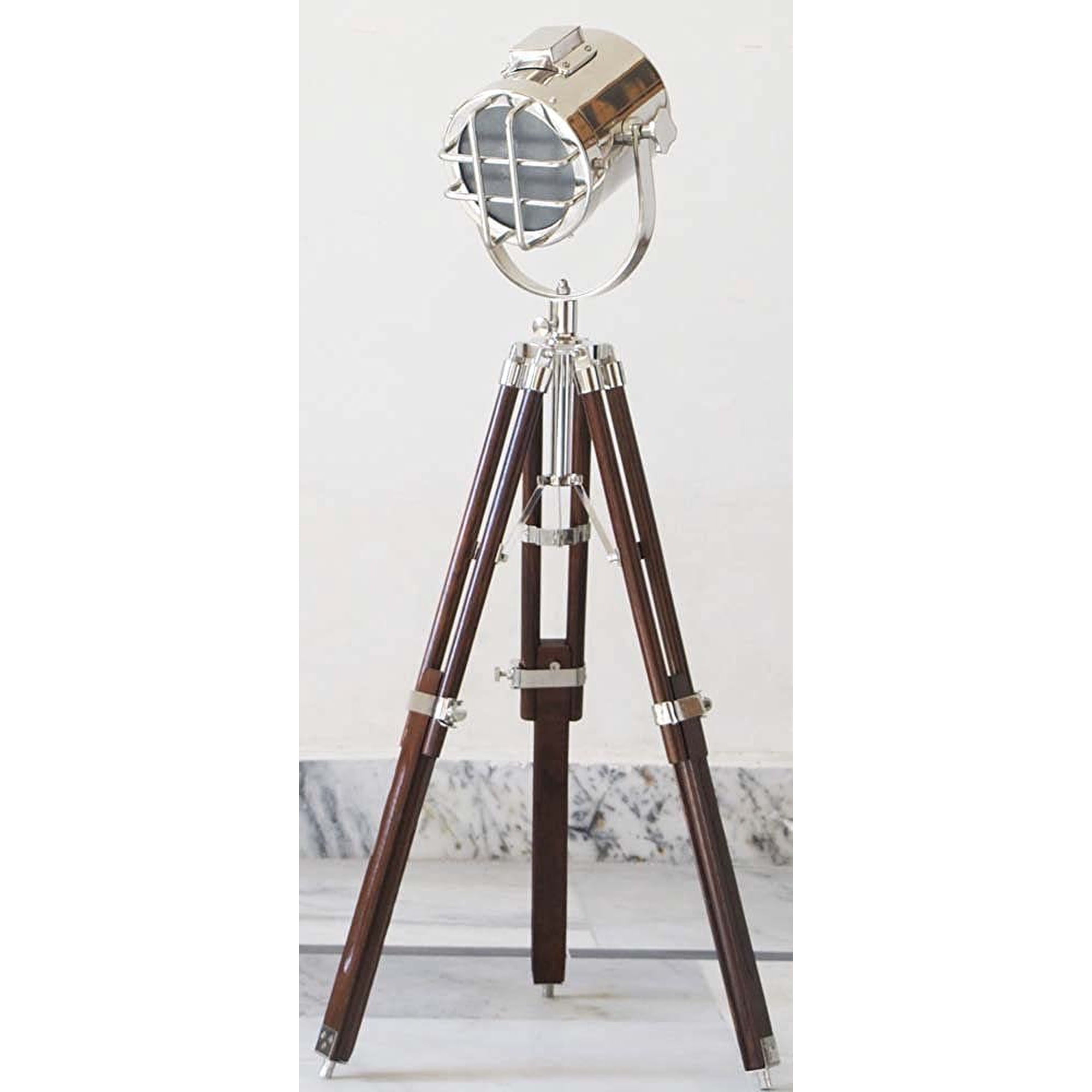 Nautical Marine Chrome Table Lamp Studio Collectible Searchlight Designer Tripod Spot Light