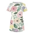 thumbnail image 5 of Liquidation! Blouse à Manches Courtes Imprimée à Boutons Col Rond Décontractée pour Femmes, 5 of 5