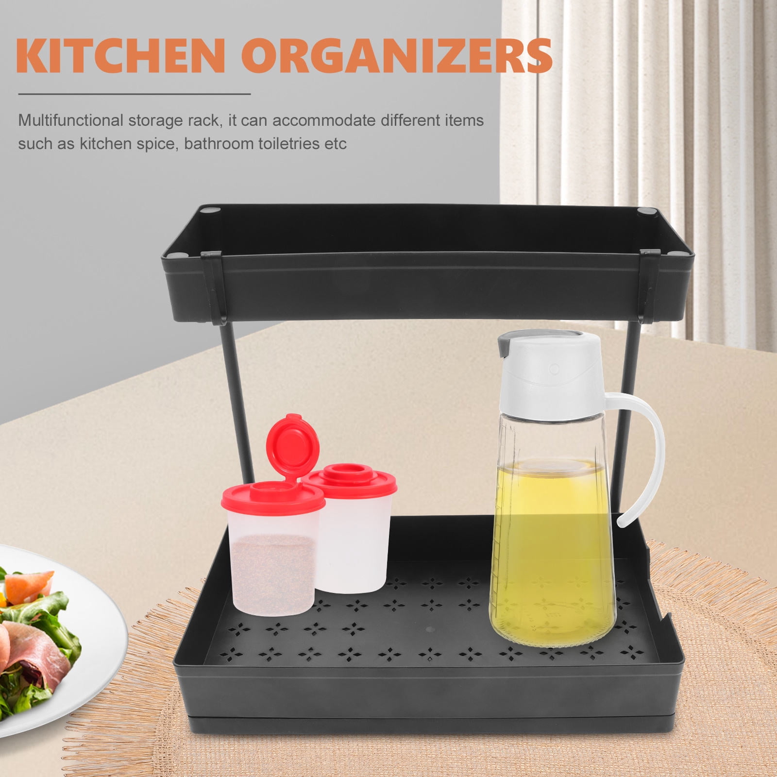 Milisten 1Pack Kitchen Organizers And Storage Cabinet Pull Out Under Sink Organizer Black L-Shaped