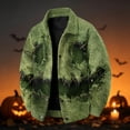 thumbnail image 2 of Delconic Mens Corduroy Jacket Loose Casual Turn Down Collar Long Sleeve Button Front Shirt Jacket Halloween Print Outerwear Top Black L, 2 of 6