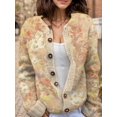 thumbnail image 2 of Jersey tipo cárdigan Akivide de punto con estampado floral de otoño para mujer, 2 of 2