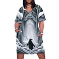 thumbnail image 1 of Arcos de pingüino gris suave ondas en puerta nostálgica Art vestido holgado con bolsillo ropa para mujer vestido de verano 2025, 1 of 7