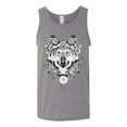 thumbnail image 2 of Drawn Tribal Wolf Animal Lover Mens Graphic Tank Top, Heather Grey, 2XL, 2 of 3