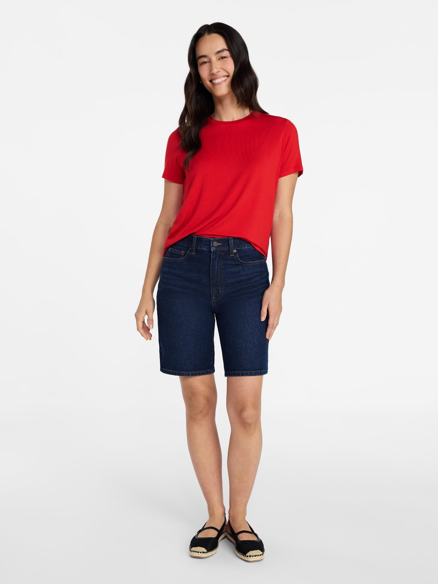 Time and Tru Women's Boxy Tee with Short Sleeves, Sizes XS-XXXL