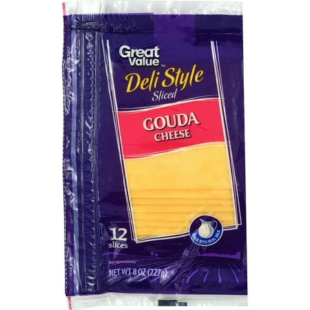 Great Value Deli Style Sliced Gouda Cheese, 8 oz