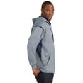 thumbnail image 3 of Sport-Tek Tech Fleece Colorblock Hooded Sweatshirt-XS (Grey Heather/True Navy), 3 of 6