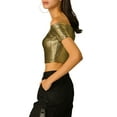 thumbnail image 5 of Allegra K Women's  Metallic Shiny Party Off Shoulder Crop Top, 5 of 7
