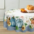 thumbnail image 2 of Round Fall Tablecloth,Thanksgiving Autumn Harvest Blue Pumpkin Sunflower Maple Leaf Table cloth,Polyester Waterproof Wrinkle Resistant Durable Tablecloth for Fall,Thanksgiving,Home Decor 60x60inch, 2 of 6