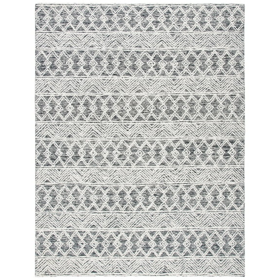 SAFAVIEH Micro-Loop Brayden Geometric Area Rug, Ivory/Black, 3' x 5'