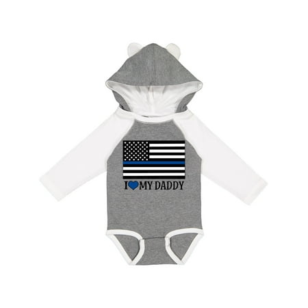 

Inktastic Police Officer Dad Law Enforcement Flag Gift Baby Boy or Baby Girl Long Sleeve Bodysuit