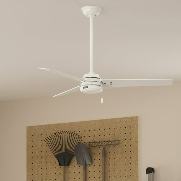 Hunter - Cassius Indoor/Outdoor Ceiling Fan, 52-inch, Fresh White, Rustic-style, 3-speed WhisperWind Motor, 59263, for Porches, Bathrooms