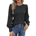 thumbnail image 1 of Prolriy Hauts d'Été pour Femmes 2025 T-Shirt Décontracté à Manches Longues Col Rond Tricoté Ample Printemps pour Femmes Gris TG, 1 of 6