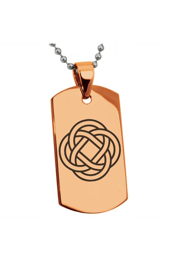 Stainless Steel Celtic Eternity Knot Engraved Dog Tag Pendant Necklace