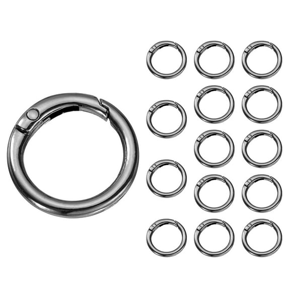 Uxcell 15 Pcs Trigger Spring O Rings, 0.8 Inch Round Snap Clip Small Welded Multi-Purpose Zinc Alloy Rings, Grey