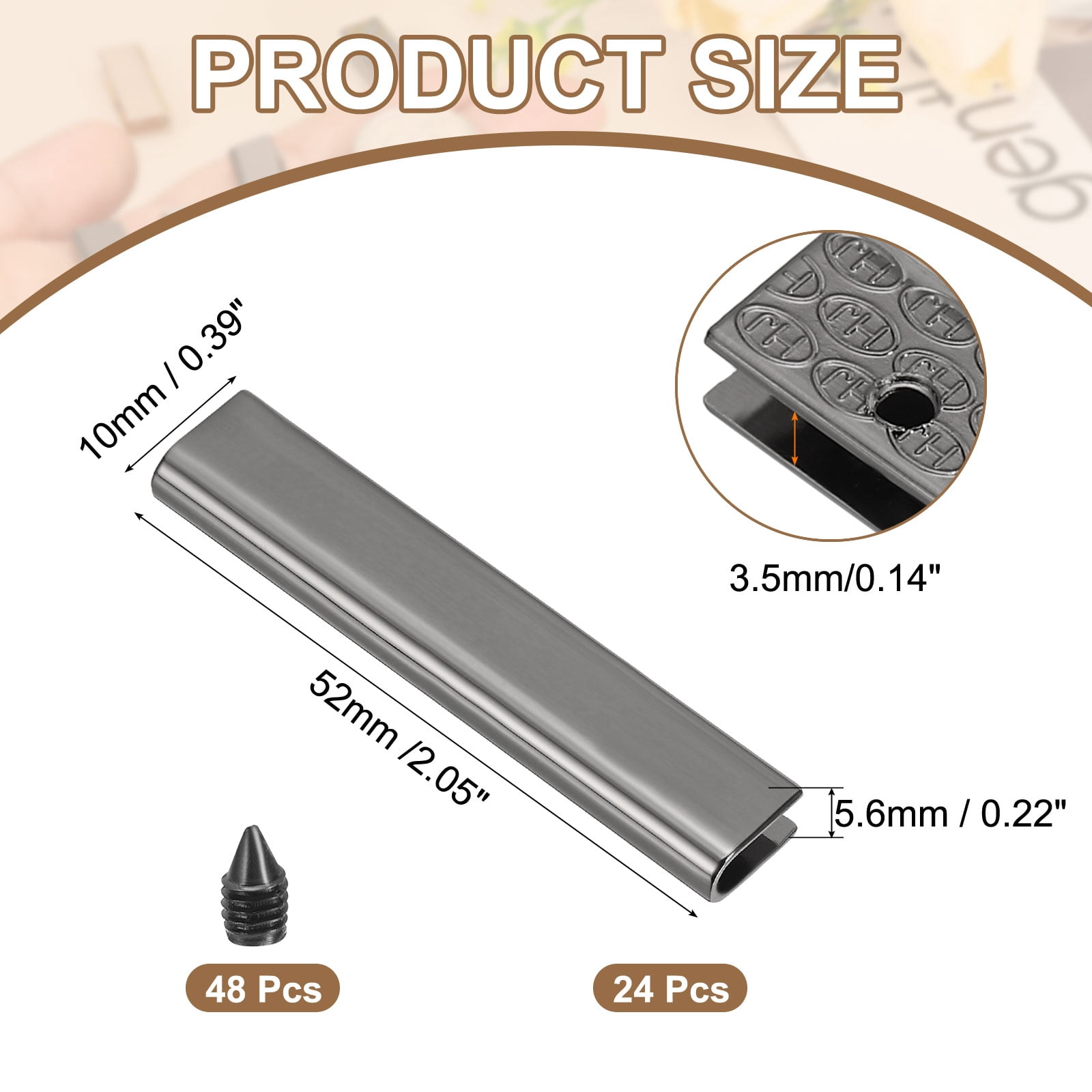 24Pcs Metal Belt Buckle End Tips with Screws, Black Zinc Alloy Purse Hardware Belt Tip 0.22 Inch Wide Rectangle Zipper End Cap for DIY Crafts Bag Making Belt Clip Clasps