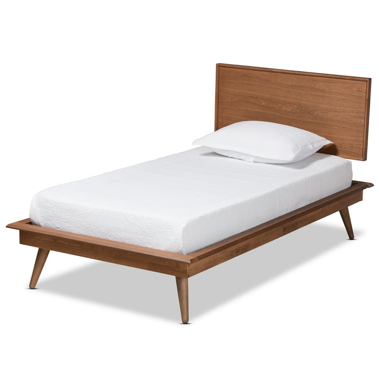 Baxton Studio Karine Mid Century Modern Walnut Brown Finished Wood Twin Size Platform Bed