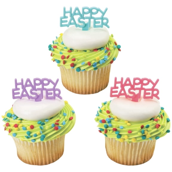 CakeDrake Cake Picks Pastel Happy Easter Decorations 12ct