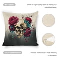 thumbnail image 4 of Skull Flowers Gothiclinen throw pillowcase decoration pillowcase gifting preferred 20x20 inch cushion cover 2 sets sofa pillowcase sofa bedroom living room car, 4 of 8