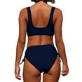 thumbnail image 5 of YUIVH Two Piece Tankini Swimsuits For Women Bikini Sexy Push Up Two Piece Swimsuits Vintage Swimsuit Two Piece Retro Ruched High Waist Bikini Set Holiday Casual Beach Bathing Suit, 5 of 7