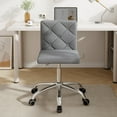 thumbnail image 2 of VECELO PU Leather Armless Office Chair with Wide Seat, Adjustable Height Mid-Back Task Chair, 360° Rolling Swivel Vanity Chair for Home Office,Grey, 2 of 9