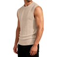thumbnail image 4 of Sewkxo Men's Knitted Tank Tops Casual Sleeveless Shirt Summer Lightweight Trendy Light Tank Tops,Khaki S, 4 of 8
