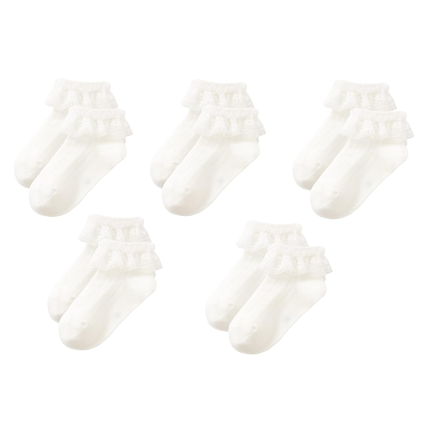 Holzlrgus Toddler Girls Ruffle Lace Trim Cotton Socks Eyelet Frilly