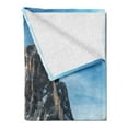 thumbnail image 2 of Mountain Soft Flannel Fleece Blanket, Majestic Mountain Northerns Italy European Mediterranean Snowy Peak Nature, Cozy Plush for Indoor and Outdoor Use, 60" x 80", Brown Blue White, by Ambesonne, 2 of 5