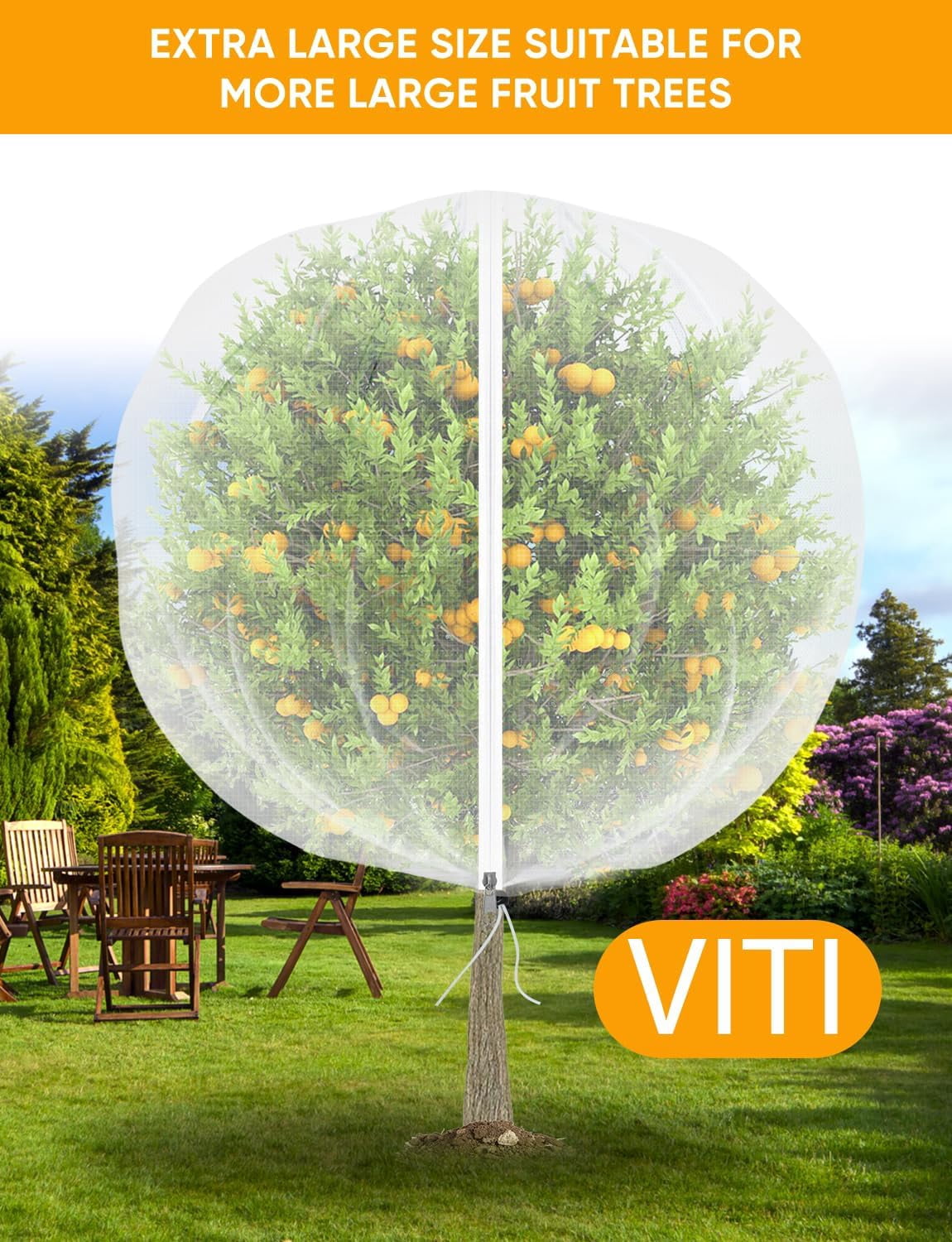 Fruit Tree Netting for Cicadas - with 4Pcs 3.3Ftx3.3Ft Zipper&Drawstring Protection for Your Fruit Trees Garden Bird Netting Covers Blueberry Bush Tomato Bug Plant Protection Cherry Apple Tree