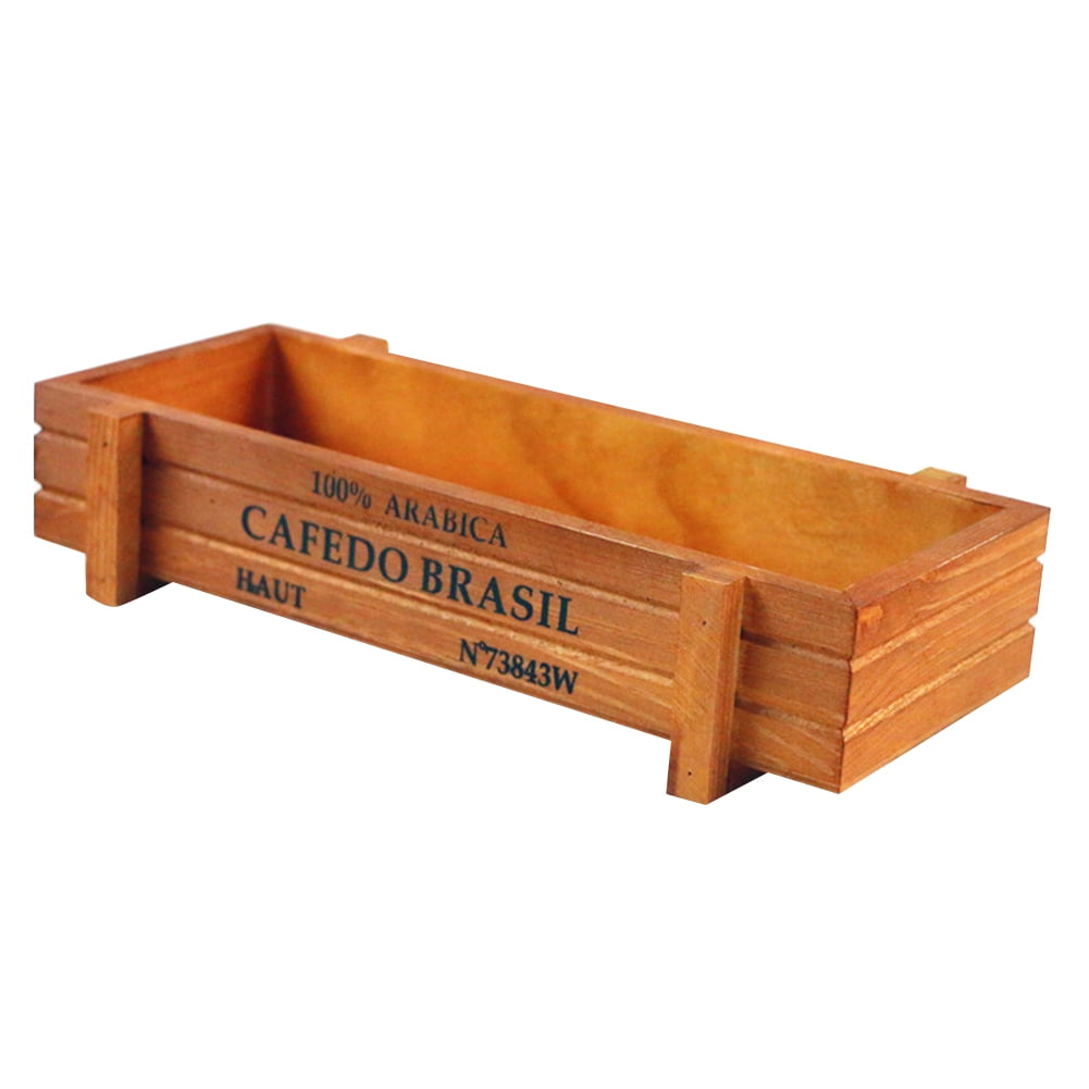 Succulent Planter Box Decorative Rustic Wooden Rectangular Plant Container Garden Planter