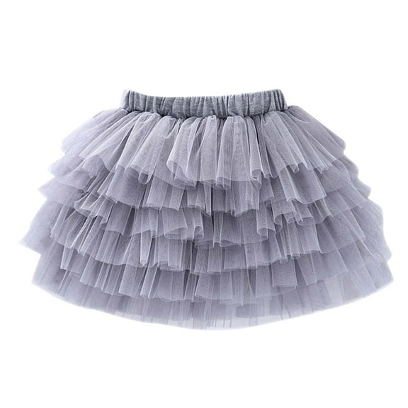 TUOBARR Toddler Dress Toddler Girls Cute Party Dance Solid Color Net Yarn Tulle Princess Dress Skirt Girls Tutu Skirt,Gray