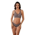thumbnail image 2 of Qylux Bras For Women No Underwire Deep V Mesh Comfortable Bralette Seam-Free Full-Coverage Daily Bra，Coffee，XL, 2 of 9