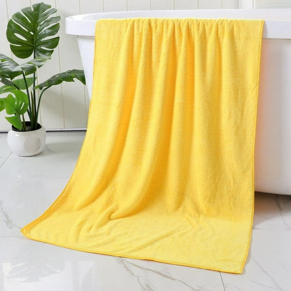 Corals Velvet Towel Solid Color Water Absorbent Face Towels for Spa Clean Bath Towel(Yellow)