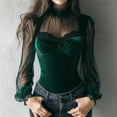 thumbnail image 4 of Long Sleeve Tops for Women Velvet Turtleneck Lace Blouse, Long Sleeve Slim Elegant Top Women's Tops, Tees & Blouses1 PC, 4 of 4