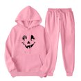 thumbnail image 2 of 2PC Outfits Men Women Tracksuits Long Sleeve Trendy Print Pullover Hoodies Sweatshirt And Sweatpants Fall Winter Casual Sports Set,Pink 5,L, 2 of 5