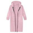 thumbnail image 4 of Karoyedx Winter Zipper Hoodies for Women Women's Long Zip Up Hoodies - Long Sleeve Tunic Sweatshirts, Oversized Casual Fleece 2025 Fall Jacket Coat with Pocket Pink Size,XL, 4 of 4