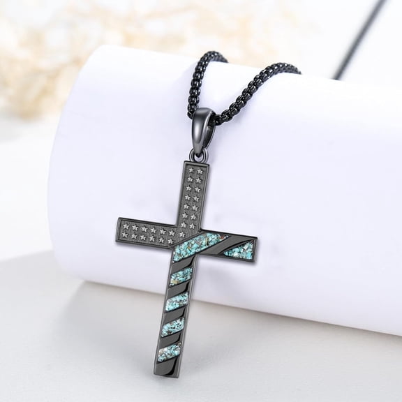 Leander Carved Cross Necklace Pendant, Christian Jewelry