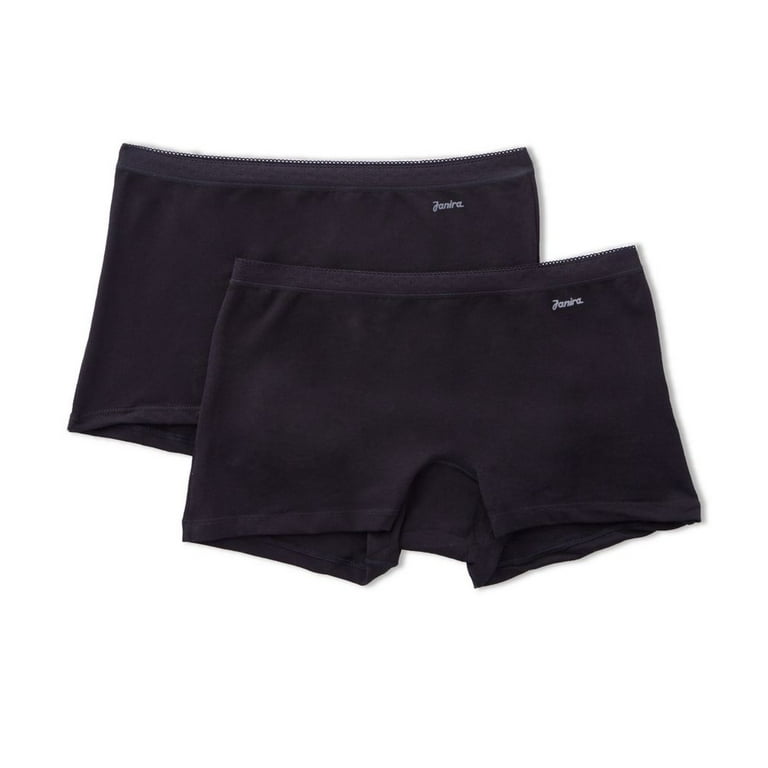 Women's Janira 31671 Essential Cotton Boyshort Panty - 2 Pack (Black S) 