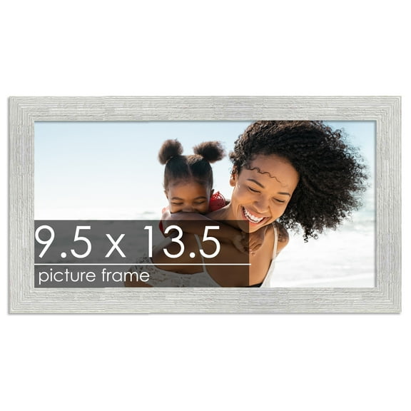 9.5x13.5 White Rustic Wide Barnwood Picture Frame - UV Acrylic, Foam Board Backing, Hanging
