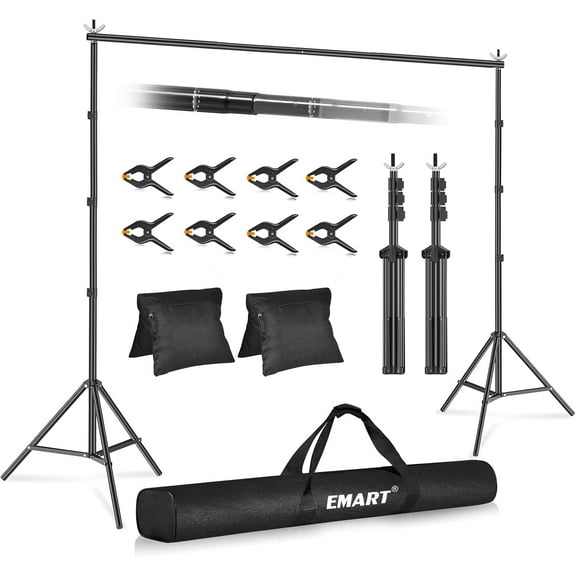 EMART Backdrop Stand 10x7.8ft, Adjustable Background Support kit for Photo Studio, Parties, Events Decoration