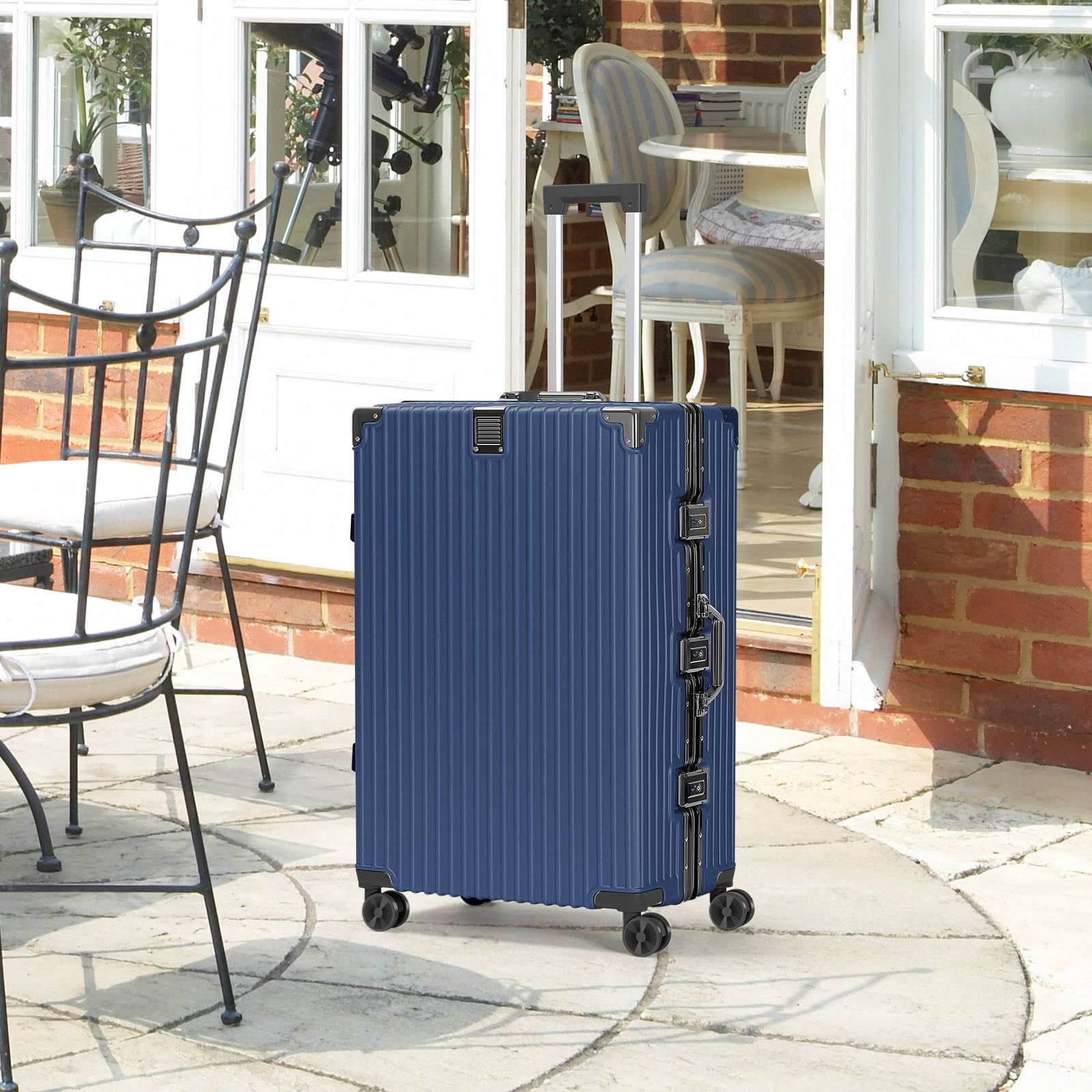 2-Piece Hardshell Luggage Set, 20& 28" Aluminum Frame Hardshell Spinner Luggage, Airline Approved Carry-On Luggage, TSA Lock, 360° Quiet Wheels, Large Suitcase for Travel