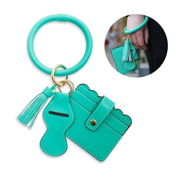 Desmontable Pu Cuero Llavero Tarjetero Círculo Pulsera Pulsera Llavero Para Novia Madre Amiga matsuzay AP006160-04