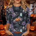 thumbnail image 2 of Bovemsi Cute Summer Tops Round‑Neck 3/4‑Sleeve Printed Blouse Fashion Outfits Clothes L, 2 of 4